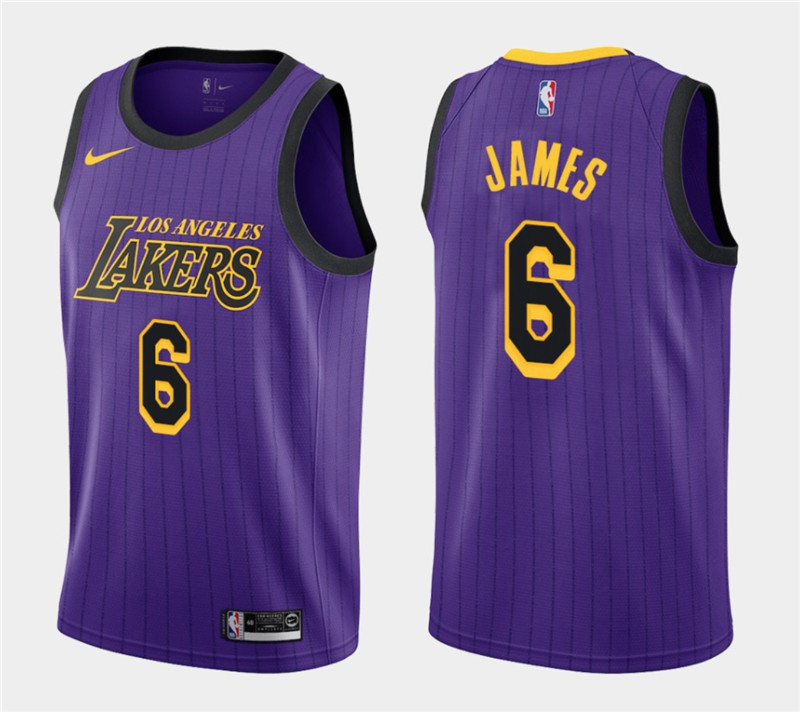 Men's Los Angeles Lakers #6 LeBron James Purple Stitched NBA Jersey